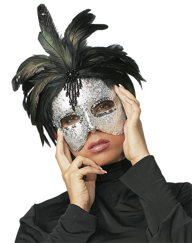 Black Plume Silver Mask